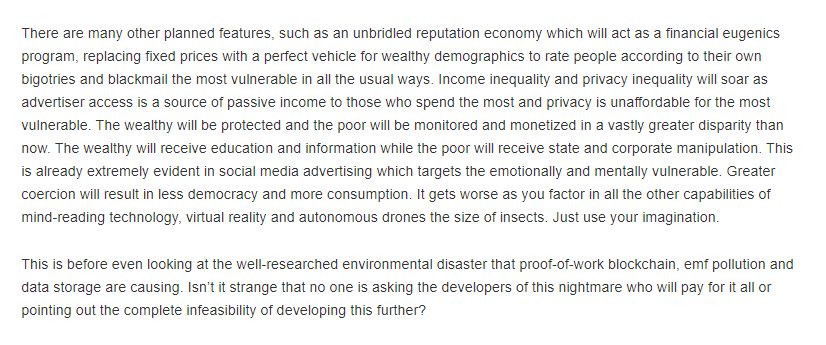 "No one is asking the developers of this nightmare who will pay for it all or pointing out the complete infeasibility of developing this further"  #opCanary  https://georgiebc.wordpress.com/2019/06/18/wikileaks-data-justice-and-a-new-internet/