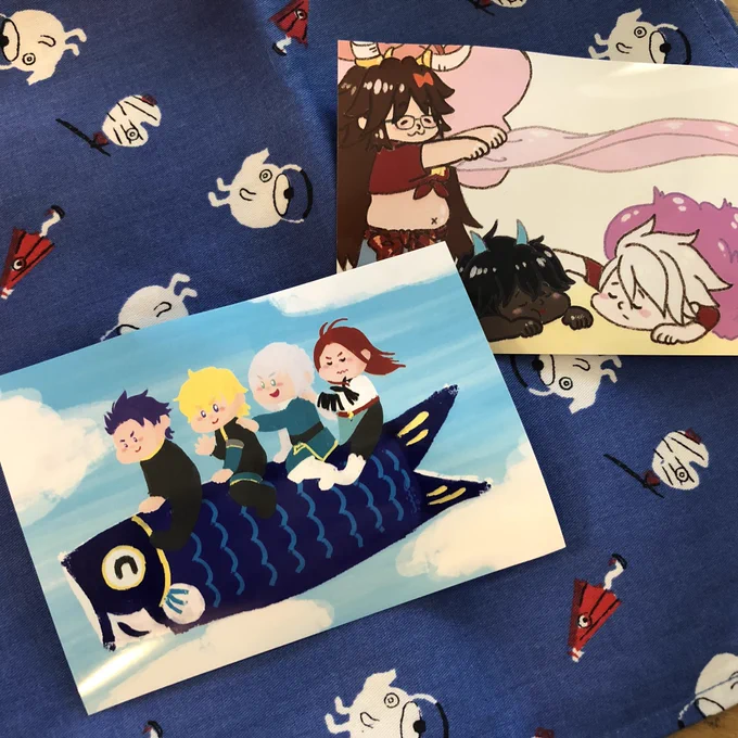 …間に合った！！ぷぷさん(@pucchoisayumama )の可愛い可愛いネットプリントだよ！お昼寝するインドの二人に、鯉のぼりにまたがる円卓組、みんなかわいいねー? 