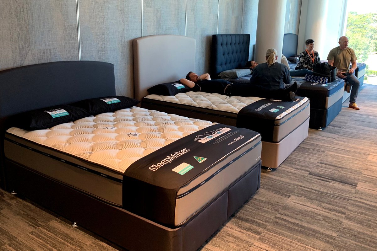 AusChiros's tweet photo. Delegates at the @SleepysAus Conference trying out the new range of ACA Endorsed #SleepMaker mattresses which contain our new branding. #SOamazing2019 https://t.co/YyD5IdVp2U