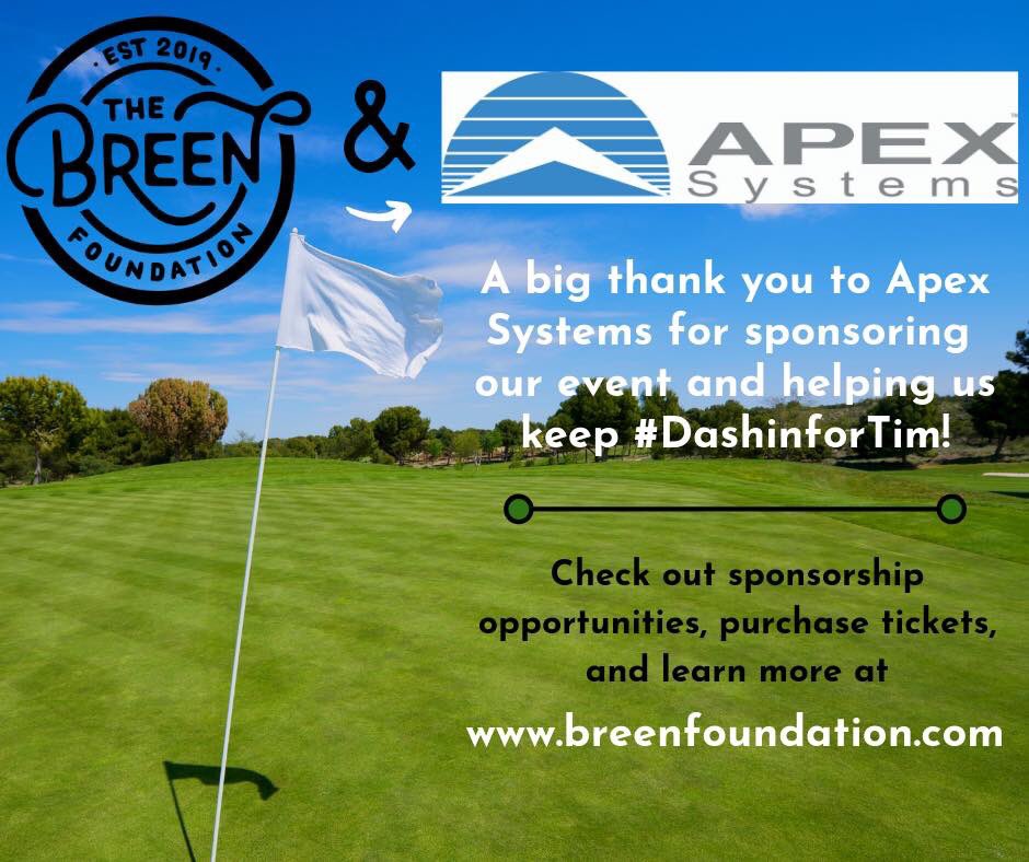 BreenFoundation's tweet photo. We are so excited to have Apex Systems sponsoring our Breen Foundation Golf Scramble! Don’t miss out on the fun - join us on Saturday, September 28th! https://t.co/rmlGk8USxZ