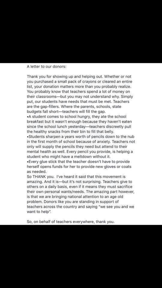 sweeney_third's tweet photo. Thank you to everyone who supports teachers. We appreciate your donations more than you know! 💗 #clearthelists https://t.co/BY40vbXorF #cleartheliststexas #clearthelist https://t.co/gNNjwMIWFu