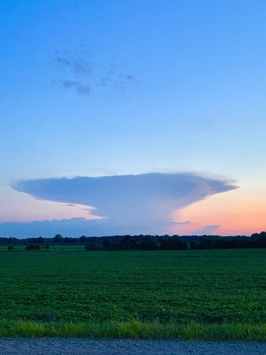 This solo cloud curiously contained lightning periodically on its way through Arva Ont at dusk