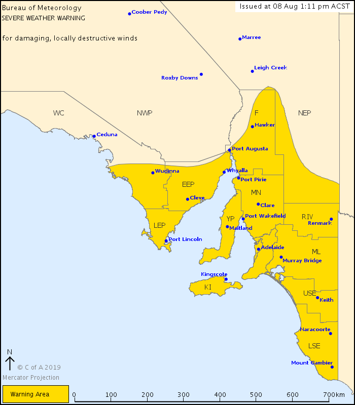 SA_SES's tweet photo. Severe Weather Warning for Damaging, Locally #DestructiveWinds Very windy conditions over southern parts of #southaustralia today. Wind gusts of 91 km/h have been observed at #CapeBorda Dust has been observed around the #Riverland area. https://t.co/BuU3rKfg2S https://t.co/8CsvXIwCE0