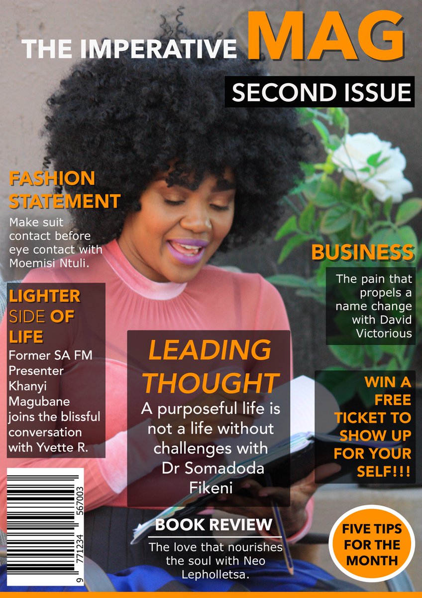 Ms_pila's tweet image. Good morning Beautiful people 🙂

The editorial team has confirmed that we will be publishing the second issue of the IMPERATIVE MAGAZINE next week!😁 Have a productive day❤️🙏
#ImperativeMagazine #SecondIssue #OfficialCover