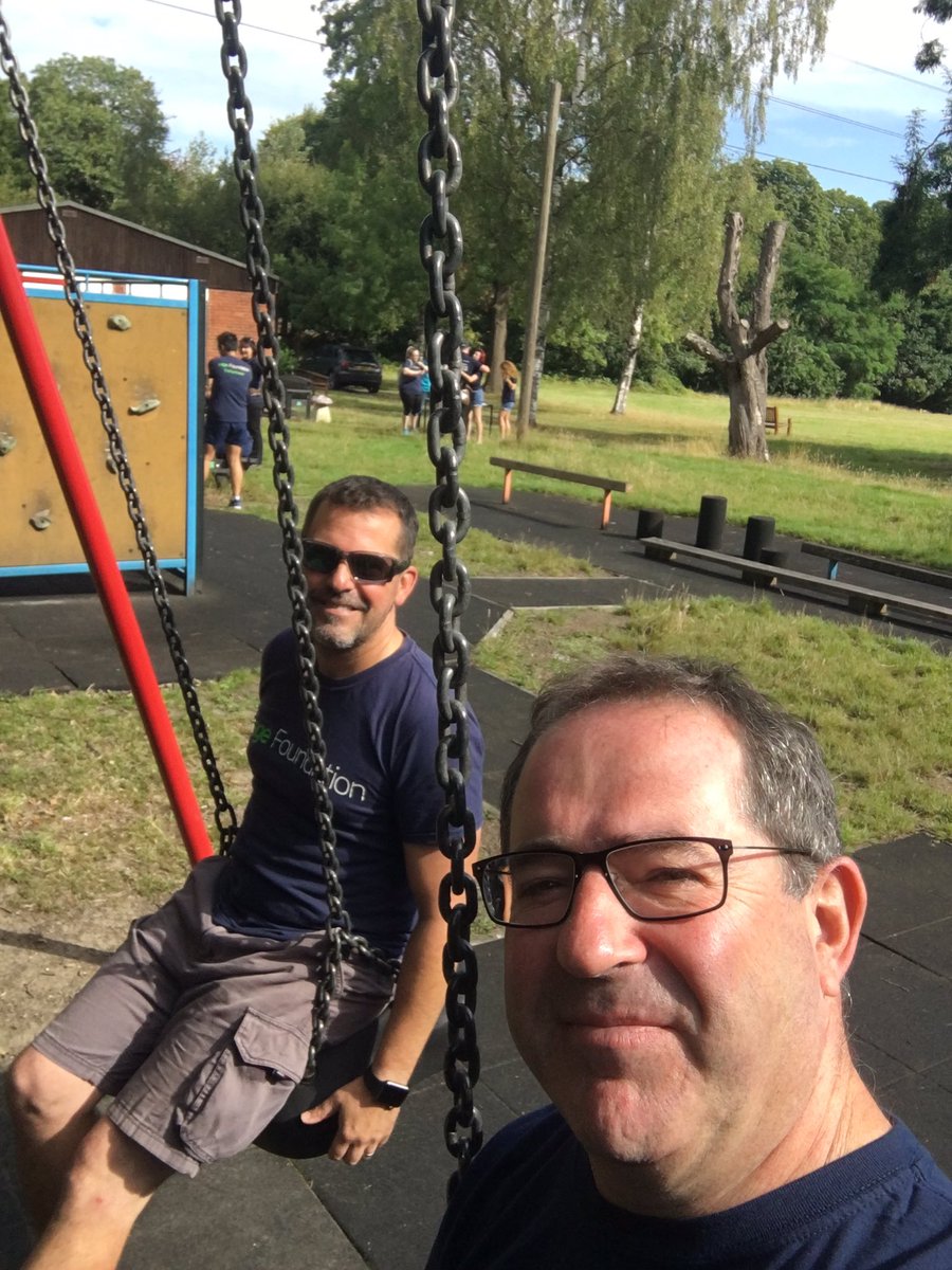 Lee_AcuityMD's tweet photo. Sun’s out quick chill on swings with @MarcusLeathwood b4 #bigdayout @sagefoundation ready willing and sort of able! https://t.co/3vtYUASWIJ