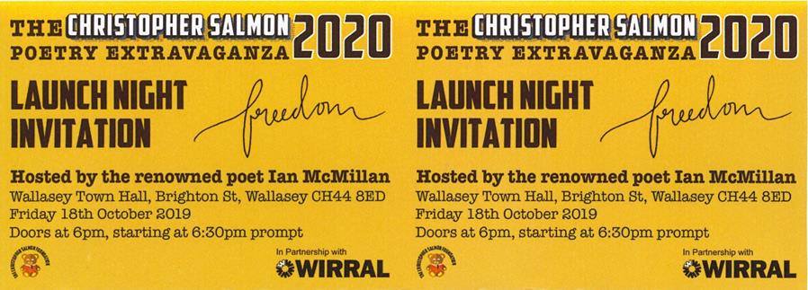 WirralLibraries's tweet photo. The 2020 Chris Salmon Poetry Competition will be the last one ever. Organisers are determined to make it the best ever &amp; are inviting all past prize winners to attend a special launch of the 2020 comp on 18th Oct at Wallasey Town Hall, hosted by Ian McMillan ‘Bard of Barnsley’. https://t.co/st9ON72WtR
