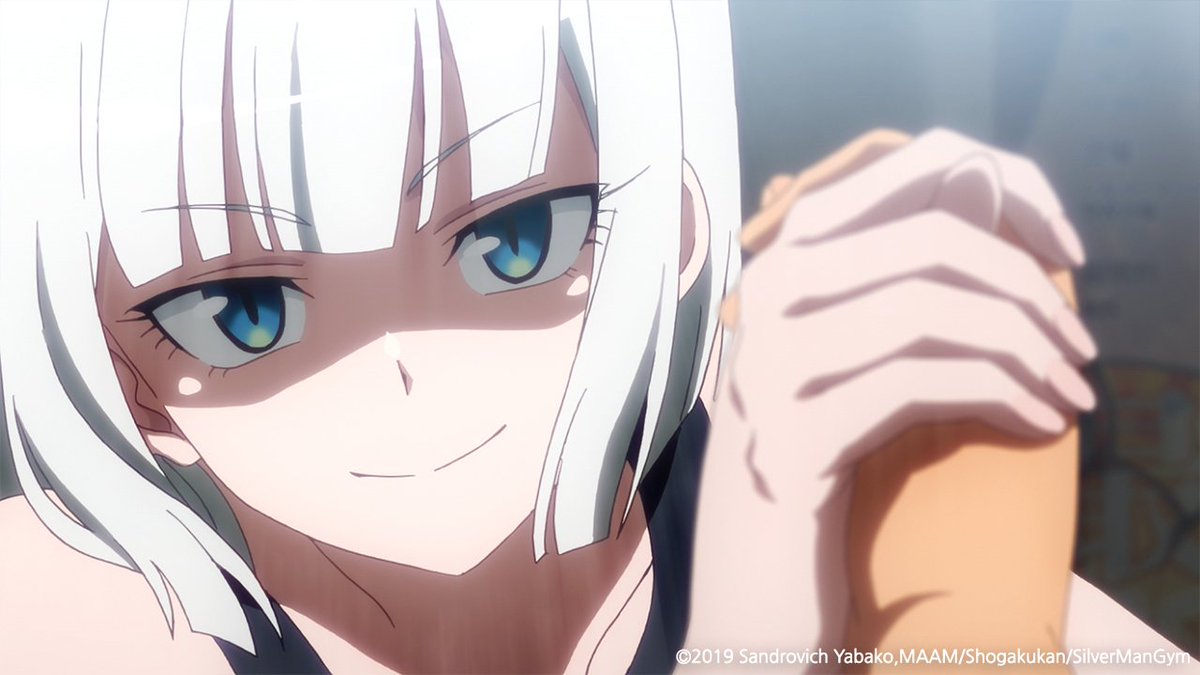 [애니플러스 8/9 00:00 방송 『덤벨 몇 킬로까지 들 수 있어?』 6화 "새로운 라이벌을 원해?"] - 실버맨 짐에서 암 레슬링 대회 모집 포스터를 본 히비키...