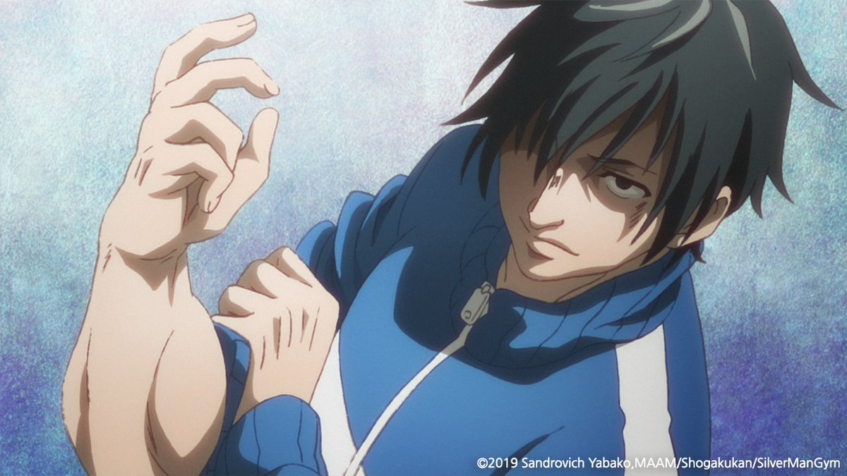 [애니플러스 8/9 00:00 방송 『덤벨 몇 킬로까지 들 수 있어?』 6화 "새로운 라이벌을 원해?"] - 실버맨 짐에서 암 레슬링 대회 모집 포스터를 본 히비키...