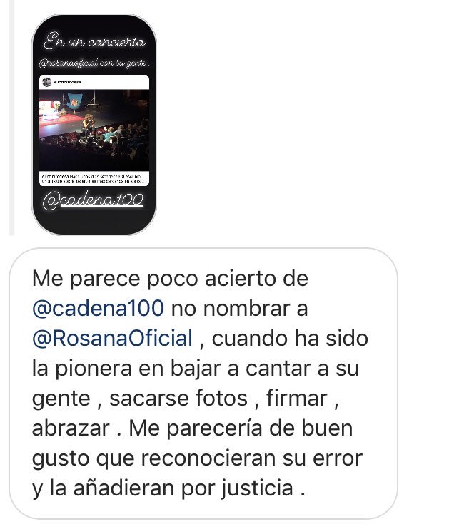 Y nos llegan vuestros mensajes! No nombrar a <a href="/RosanaOficial/">Rosana Arbelo</a> en un artículo sobre los artistas más cercanos en los conciertos ha sido un fallo grande <a href="/CADENA100/">CADENA 100</a>