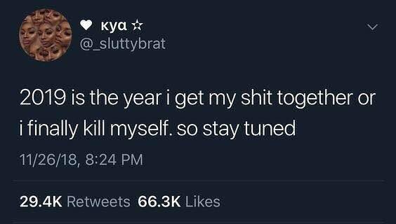I&rsquo;m rlly not tryna be dramatic but I&rsquo;ve highkey felt this tweet all fucking year. If I don&rsquo;t get my shit<a href="/tag/idont"class="tags"><span>#idont</span></a><a href="/tag/doyoureallyfeellikeowingmemoremoney"class="tags"><span>#doyoureallyfeellikeowingmemoremoney</span></a>