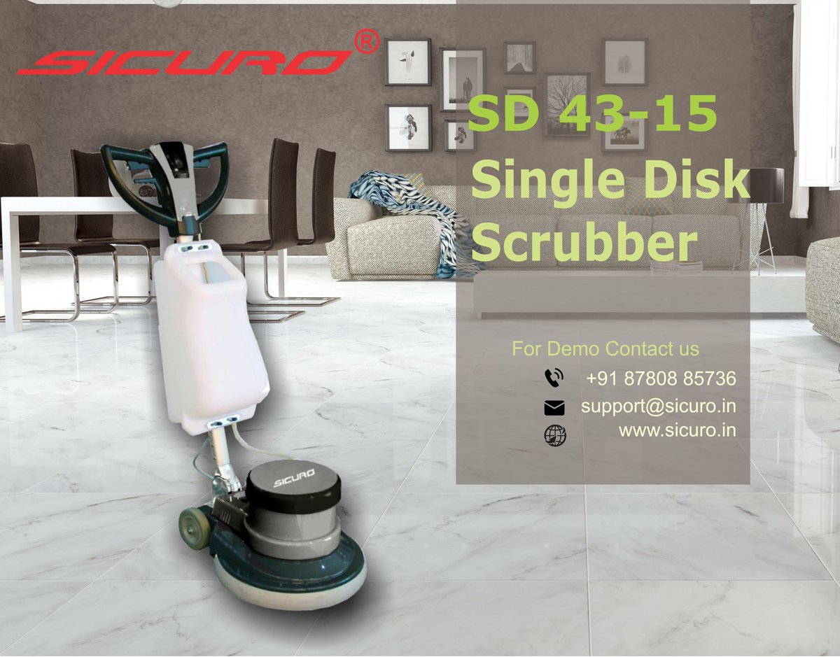 SicuroVentures's tweet photo. #SicuroSingleDisc
#SD4315
Sicuro has complete range of Single Disc Machines ideal for the deep cleaning or mirror-like polishing of floors.
#SingleDisc #Scrubbers #Machanized #SmartCity #SmartIndia #CleaningEquipments #Municipals #Corporate #Hospitality https://t.co/k0PvlFGOWM