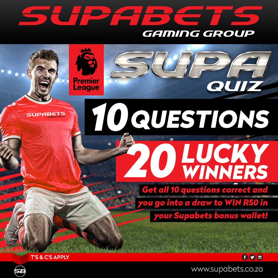 Supabets_mzansi's tweet photo. ONE DAY ONLY!
The #EPL is nearly here and we want to test your knowledge while providing the chance to cash in! Follow the link to our App and answer 10 simple questions to stand a chance of being one of 20 winners!
https://t.co/IK6WqesUKi
#SupaQuiz #EPLTrivia #SoccerExperts https://t.co/hlRi3w4h8b