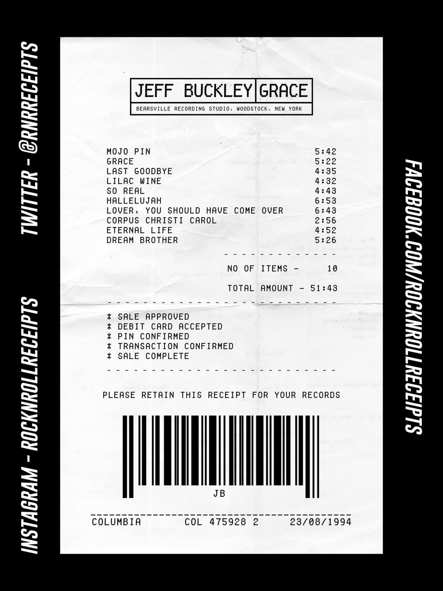 RNRReceipts's tweet photo. The 93rd proof of purchase for your awesome taste in music is the Rock N Roll Receipt for ‘Grace’ by Jeff Buckley
🎧
#rocknrollreceipts #jeffbuckley #grace #hallelujah #dreambrother #rock #indie #music #art https://t.co/mDG82Cfhva