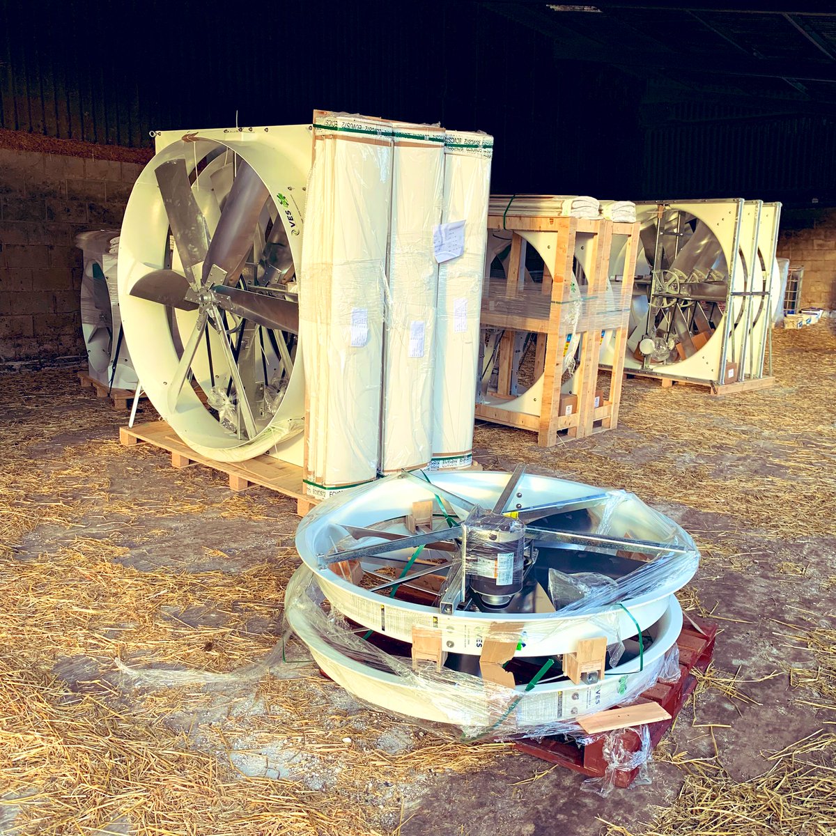 neguschase's tweet photo. Another day, another set of fans! Today we start on the installation of 14 fans. #teamdairy #heatstress #mybiggestfan https://t.co/zvsaYK08RI