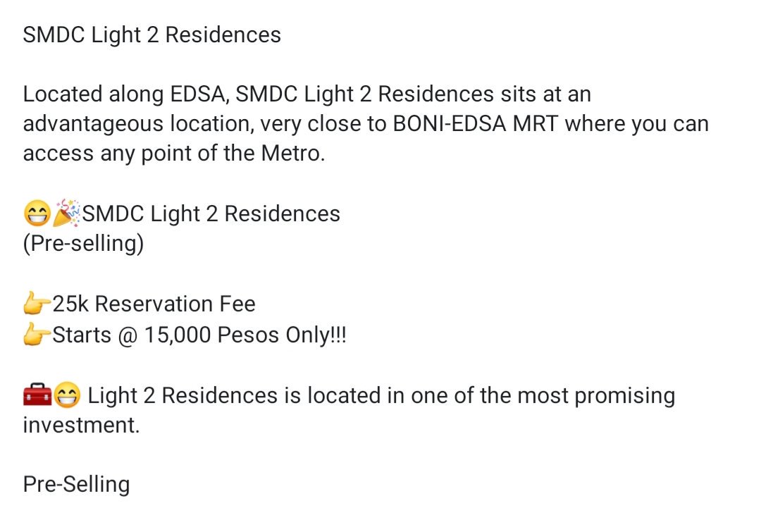 SMDC_DustinTan's tweet photo. For as low as 12k/month, own a condo! DM me for inquiries! :) #smdc #affordablecondo #condominium #presellingcondo #rfocondo #condosph #boni #residential #investment #propertyinvestment https://t.co/lT1b4TdGP3