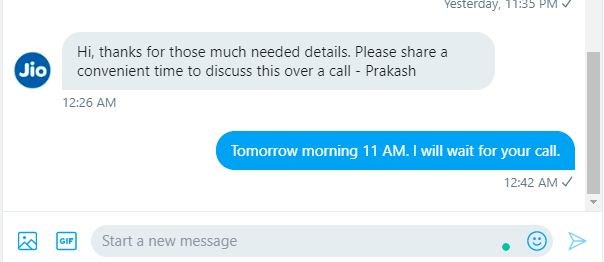 Alex_iGex's tweet photo. @JioCare Waiting for your call! When I can expect? Given time passed already. 

#Whataservice https://t.co/m4aRq5GuqE