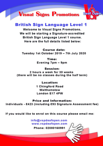 Wanna learn British Sign Language? New course starting October at <a href="/LOFwalthamstow/">Locus Of Walthamstow</a>