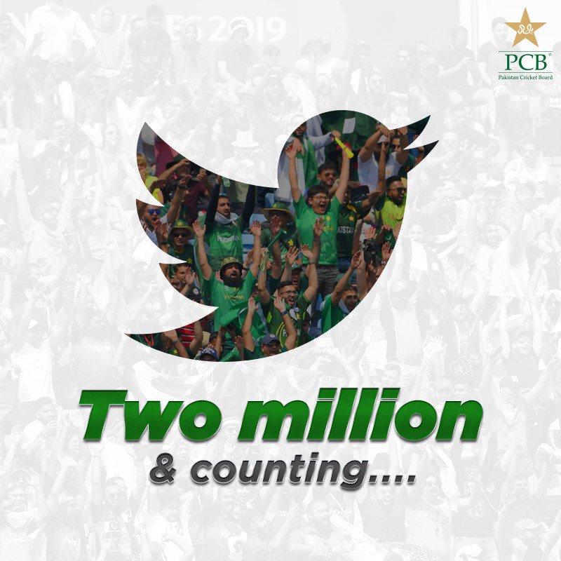 TheRealPCB's tweet photo. Two million and counting!

Thank you for your overwhelming support for Pakistan cricket.

Fuelling the passion of an entire nation 🇵🇰 https://t.co/yYgdpeUT26