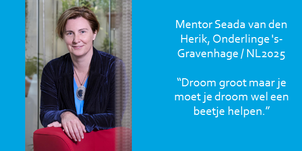 NLGroeit's tweet photo. Welkom als #mentor @seadavdherik van Onderlinge 's-Gravenhage en @NL2025. Haar groeitip:" Je moet het eerst durven dromen, dan de reality check doen en dan heel hard werken om het te bereiken en alle tegenslagen te doorstaan." Bekijk haar mentorprofiel: https://t.co/fvMYUtu0CZ https://t.co/i85JbZvk4y
