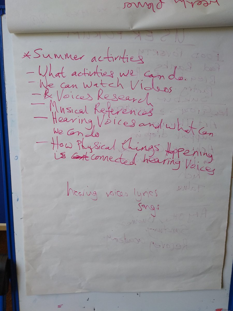 voices_group's tweet photo. The agenda for last week included activities for the summer and  musical references to hearing voices. Inflicting our musical tastes on each other. Music videos to follow... https://t.co/tb8geoClwy
