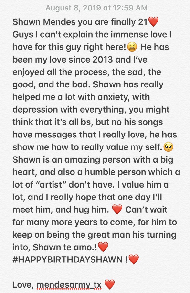 BabeShawn98's tweet photo. @ShawnMendes Happy birthday wish you the best on everything you do! ❤️ #shawnmendesbirthday #shawnmendes #HBDshawn https://t.co/BwTkeUxyeQ