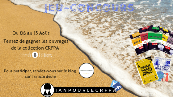 Jeu-Concours #CRFPA2019 <a href="/EnrickBEditions/">Enrick .B. Éditions 📚</a> 1anpourlecrfpa.com/2019/08/08/jeu…