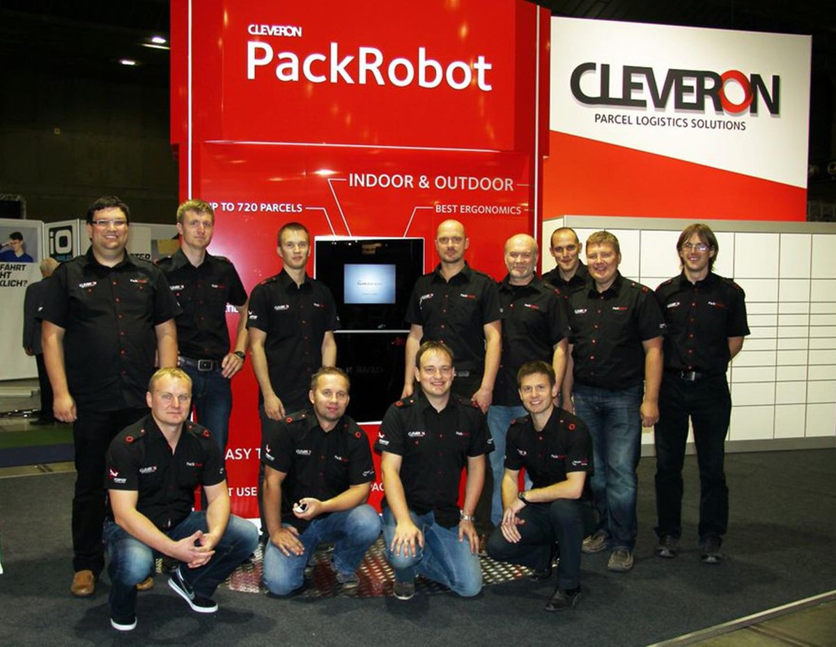 Cleveron_Robots's tweet photo. Throwback to when Cleveron 401 looked a bit different than it does today. #teamcleveron is still just as youthful, though. #tbt #robotics #savetime #pickuptower https://t.co/K5WppbF2aq
