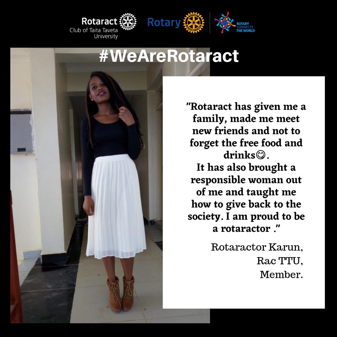 RotaractClubTTU's tweet photo. Introducing the beautiful miss Karun💃. Currently spearheading our #OkoaDada project, she is as efficient as they come,💯.
In the process of partaking of free food and drinks😂, you get to rediscover yourself and emerge as a responsible person ✨.
#WeAreRotaract https://t.co/bheJ8SI96m