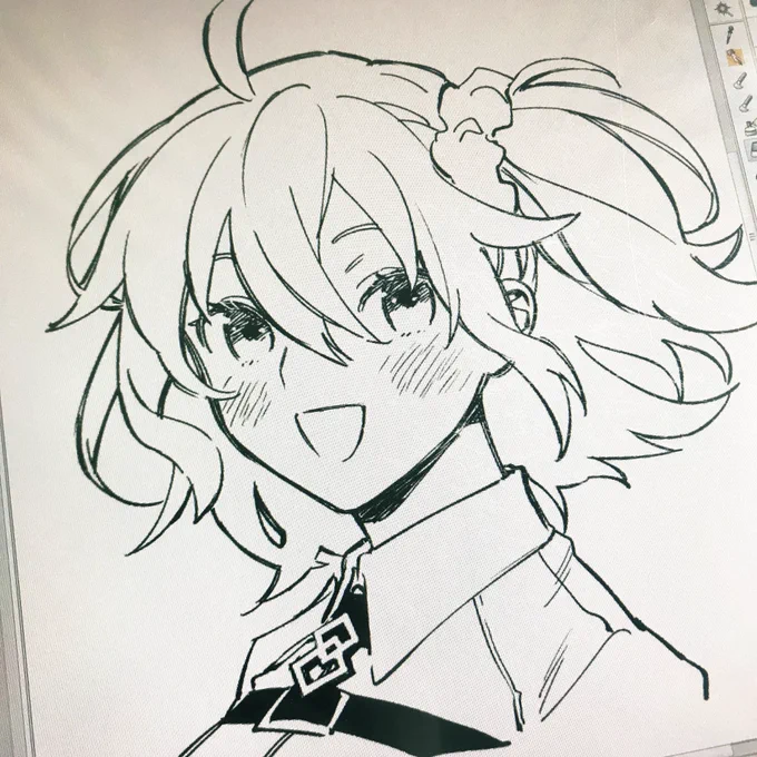 ぐだちゃんの髪をさらっストンって描きたいんだけど、もさっばさってなってしまう〜〜毛量が多い 