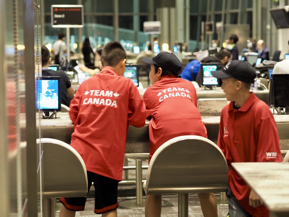 WMOTeamCanada's tweet photo. WMO Team Canada is waiting for the flight to take on the world! #WMO2019 #Spiritofmath #releasingthegenius https://t.co/t7Y61vfcwk