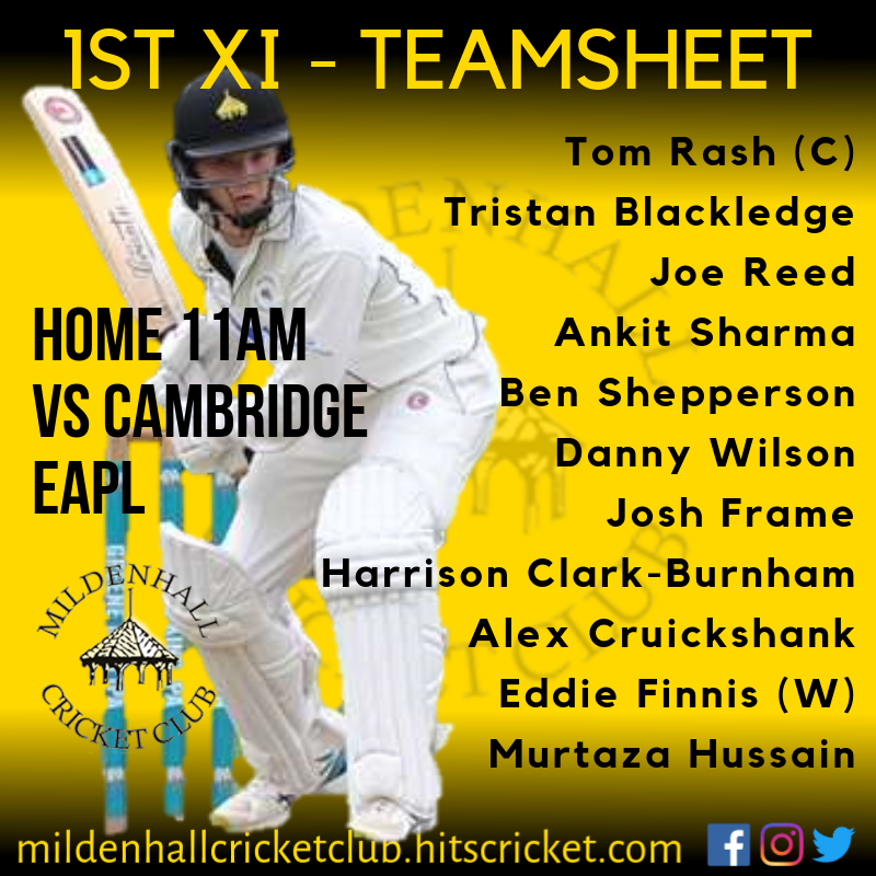 MildenhallCrick's tweet photo. 🏏🏏SATURDAY TEAMSHEETS🏏🏏

1️⃣ - Home - Cambridge Cricket Club
2️⃣ - Away - Dunmow Cricket Club
3️⃣ - Away - Eight Ash Green Cricket Club
4️⃣ - Home - West Bergholt Cricket Club https://t.co/EQNeks3BHF
