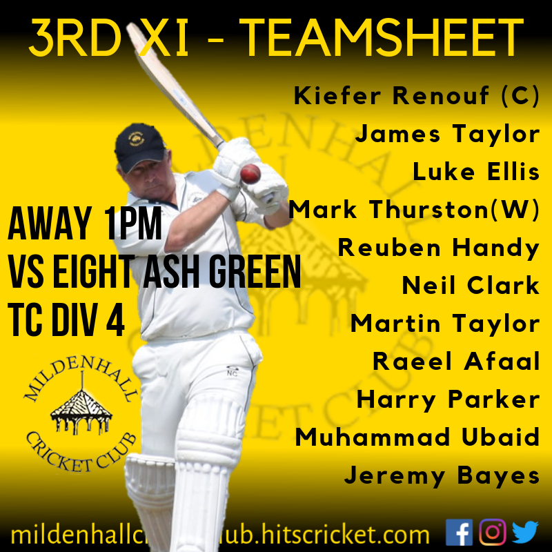 MildenhallCrick's tweet photo. 🏏🏏SATURDAY TEAMSHEETS🏏🏏

1️⃣ - Home - Cambridge Cricket Club
2️⃣ - Away - Dunmow Cricket Club
3️⃣ - Away - Eight Ash Green Cricket Club
4️⃣ - Home - West Bergholt Cricket Club https://t.co/EQNeks3BHF