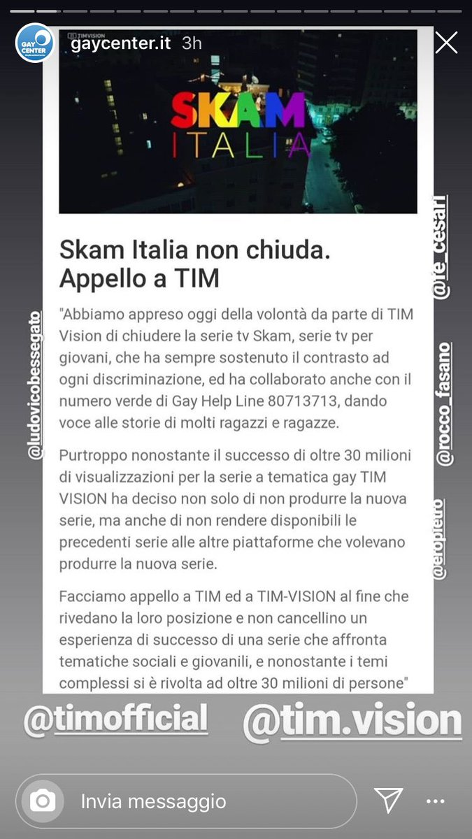 Giu_Folly's tweet photo. Salviamo Skam Italia! RT e diffondete! Firmate la petizione. @Daninseries #SaveSkamItalia #saveskam #freelovetimvision @TIM_vision https://t.co/m7nsMyzIuG