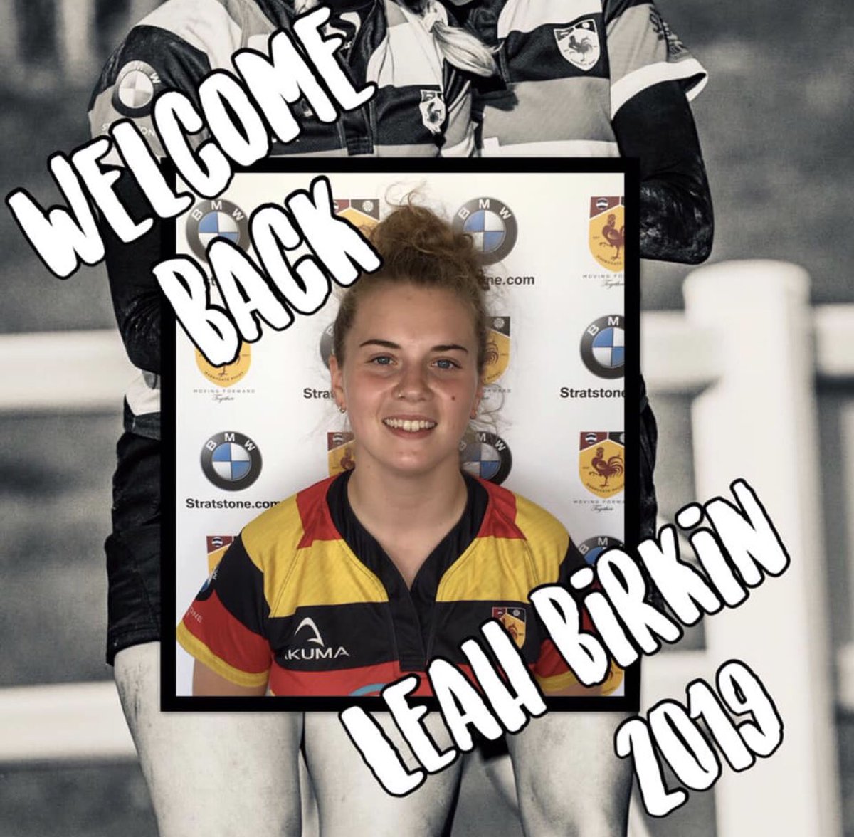 HarrogateLRUFC's tweet photo. Very, very excited and proud to have @Leahbirkin back in a Harrogate shirt following a year out whilst recovering from a serious injury. An inspiration to us all ❤️💛🖤 #rugby #harrogate #yorkshire #yrfu #hero #northyorkshire #newseason https://t.co/jwFU9De2PB