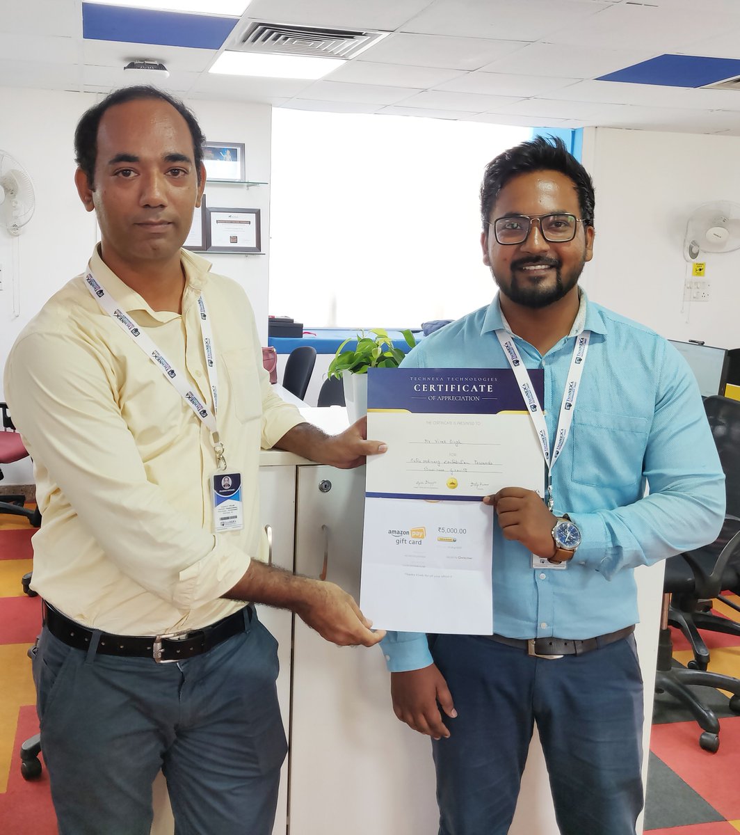 TechNEXA_'s tweet image. It's the patience, perseverance, and self-belief that makes a person stand out!
Congrats to our #CloudSolutionArchitect - Vivek Singh on getting #CertificateOfAppreciation for his contribution in building our product portfolio.
#employeerecognition #companyculture #technexa