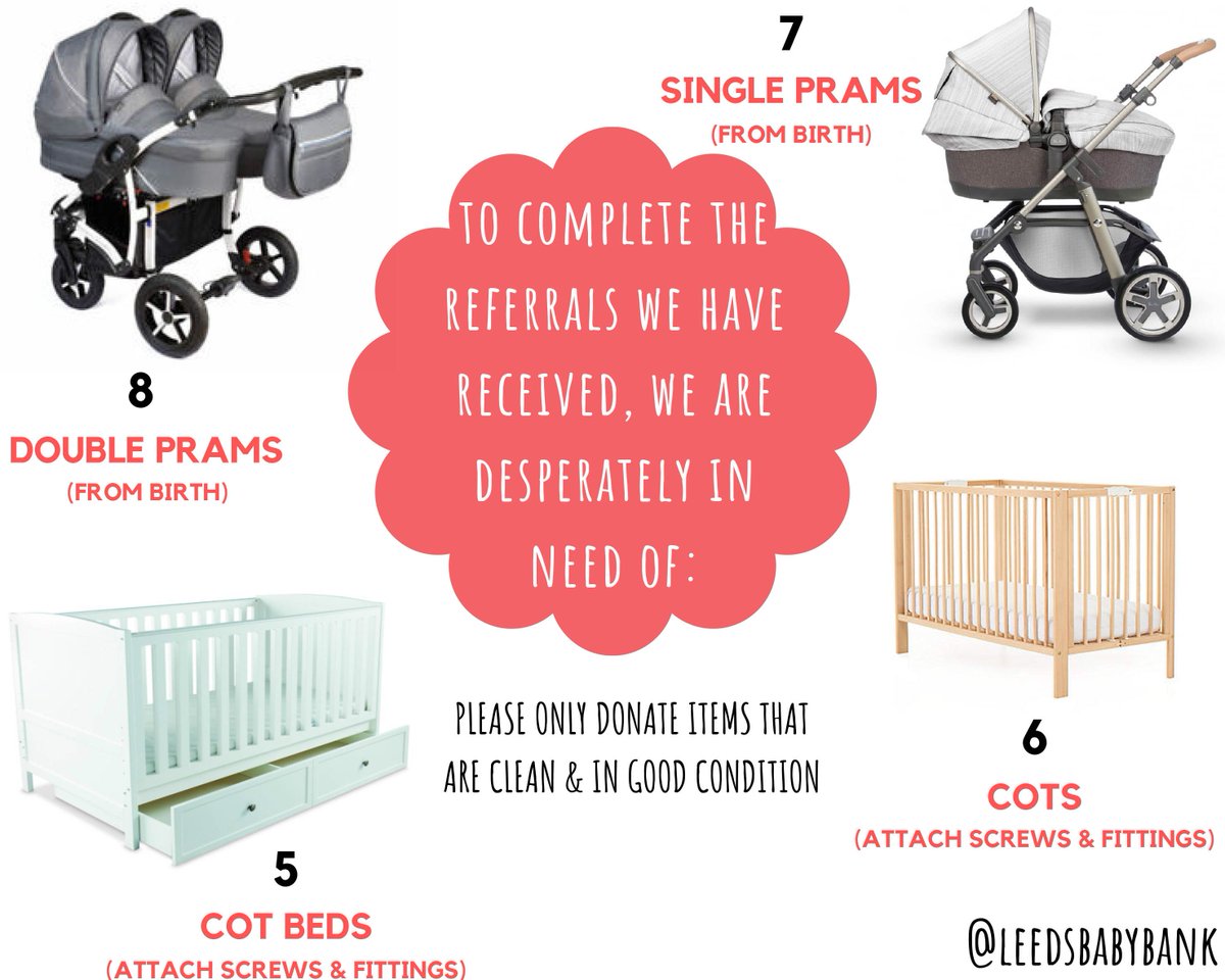 To complete the referrals we have received, we are in desperate need of:
⠀⠀
7️⃣Single Prams
5️⃣Cot Beds
8️⃣Double Prams
6️⃣Cots
⠀⠀
Thank you so much from the Leeds Baby Bank Team - We couldn’t do it without you! ❤️🧸🌿
⠀⠀
#LeedsBabyBank #NoChildShouldGoWithout
