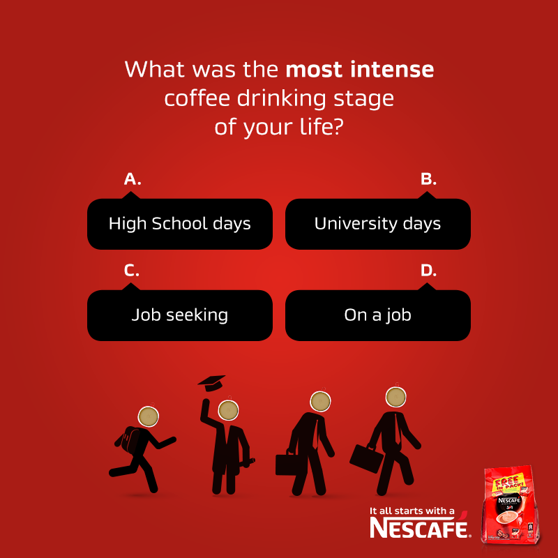 NescafeAfrica's tweet photo. Coffee is there for you in your time of need. What stage of your life did you need a cup (or cups) of Nescafe the most?
#NescafeGetStarted #AwakenYourAmbition #ItAllStartsWithNescafé https://t.co/AvryNsVzNJ