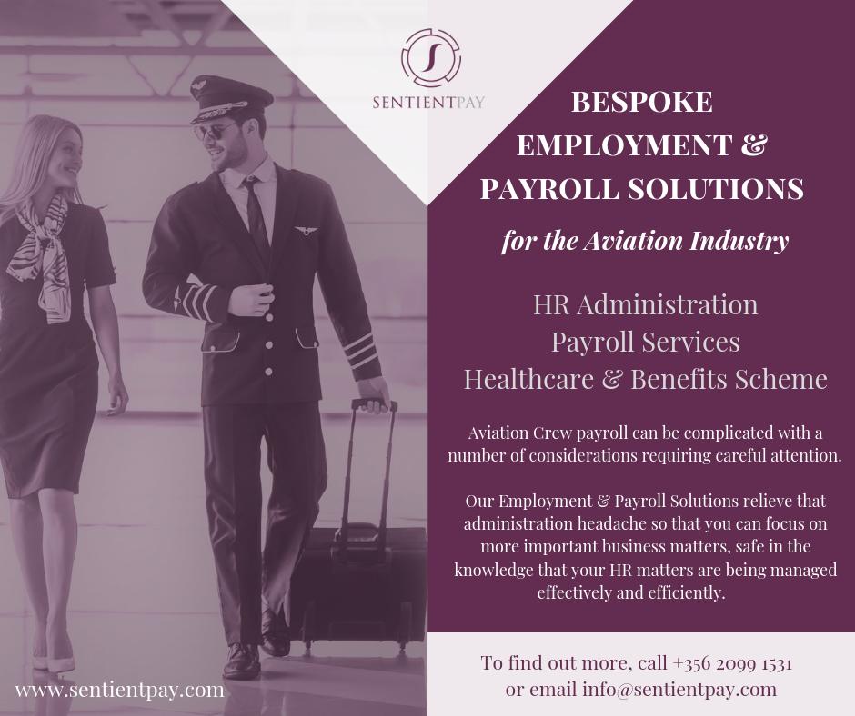 Sentient Pay is a professional service provider that offers bespoke Employment &amp; Payroll Solutions for those in a number of niche sectors, including the Aviation industry.

To find out more about our services contact info@Sentientpay.com.

#cabincrew #aviation #pilots