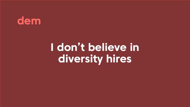 daughtershb's tweet photo. “I don’t believe in that” 

One of our members recounts a story about #diversityhires whereby assumptions highlight ignorance.

Read her story #Amazon Assumptions on #demtech 
https://t.co/6Cx9PgWZhq

Join the fight for #equalityintech 
#joindem https://t.co/sUAiMZkgyp