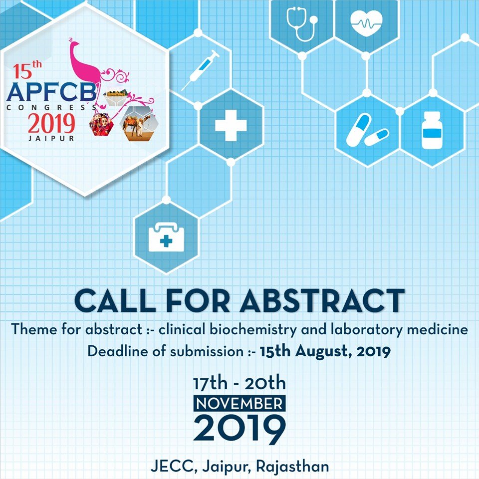 Apfcb2's tweet photo. We are announcing this "Call for Abstract" for 15th APFCB 2019 at JECC Jaipur on 17th - 20th November 2019
To submit abstracts, please visit:- https://t.co/m0hymHwI2G

#healthcare #pharma #technology #biochemistry #biotech #abstract #biotechnology #medical #author #science https://t.co/rOtRVAVLL5