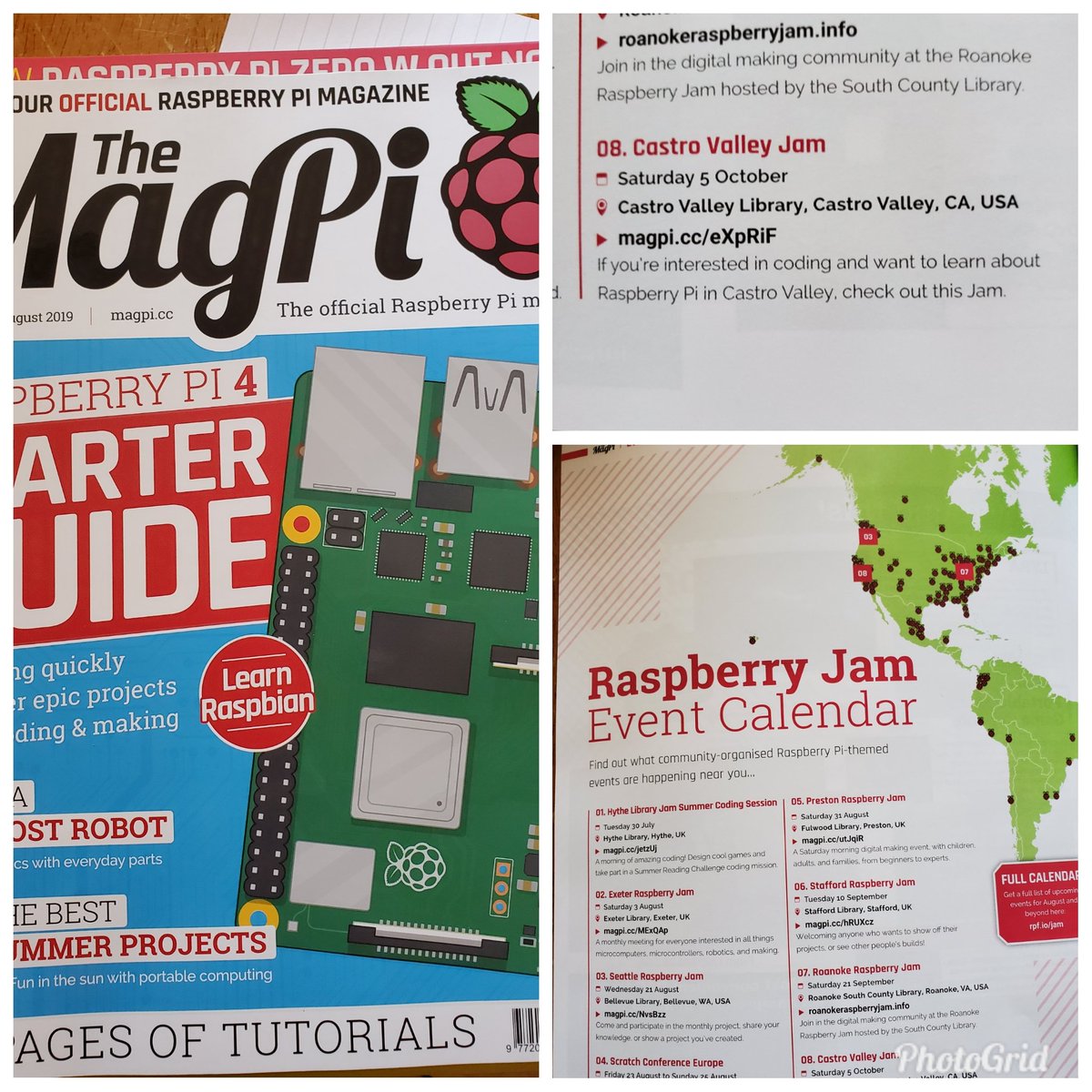 sraser88's tweet photo. Just got the latest edition of @TheMagPi and was excited to see the next #CastroValleyJam highlighted in the event calendar.   Come check out the fun on Saturday, October 5, at the CV Library! #DigitalMaking #picademy https://t.co/Ypugchp6EY