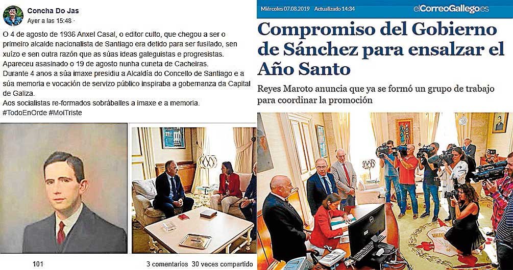 elcorreogallego's tweet photo. El cuadro que está en @PazodeRaxoi y CA no ve. Una exedil critica que los socialistas `re-formados´ quitaron el retrato de Ánxel Casal. El PSdeG zanja la polémica con una página de #ElCorreoGallego donde se ve `xunto á porta´ https://t.co/SGqL41wTFz https://t.co/V86OSRTueB