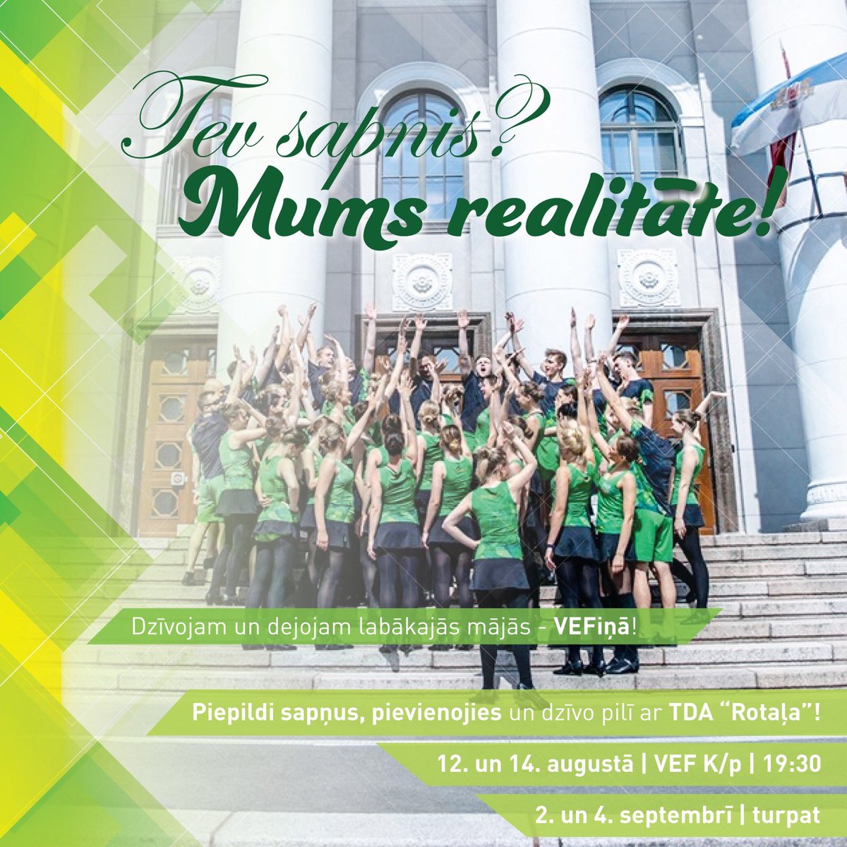 tdaRotala's tweet photo. Vēlies piepildīt sen lolotus sapņus? Nāc un pievienojies mums! ✨💚 https://t.co/WTgIGj6XUq