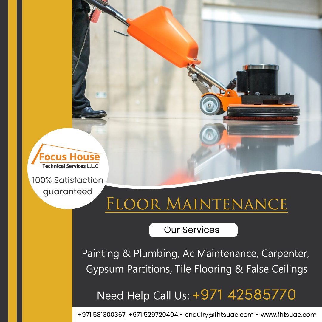 fhtsuae's tweet photo. For clean and shiny #floors, trust Focus House Technical #Services - the best floor #maintenance company in #Dubai .
https://t.co/p6feyWqy21
#fhtsuae #floormaintenance #floor #maintenance #vinylflooring #tileflooring #hardwoodfloors #hardwoodflooring #hardwood #uae https://t.co/ApuEP5lGc3