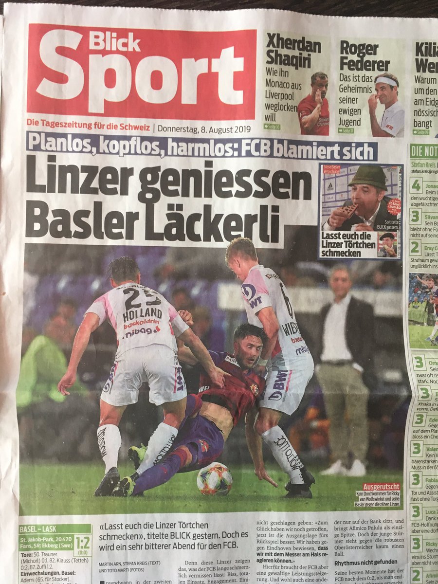 Sky_RolandS's tweet photo. Zwei Tage, zwei Covers vom @BLICK_Sport. Großartig! #ask @LASK_Official @FCBasel1893 @SkySportAustria #fcbask https://t.co/tKTfbPBDiR