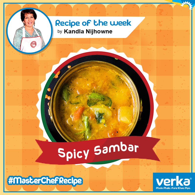 Verka_Coop's tweet photo. Recipe of the Week: SOUTHERN SOJOURN
The tasty recipe of Spicy Sambar by our #MasterChef Kandla Nijhowne is up on our facebook page!
Check it out here: https://t.co/WFFyDzJ61N
#PureVerka #VerkaMilkfed #TheMasterChefRecipe https://t.co/yEzghgTqpg