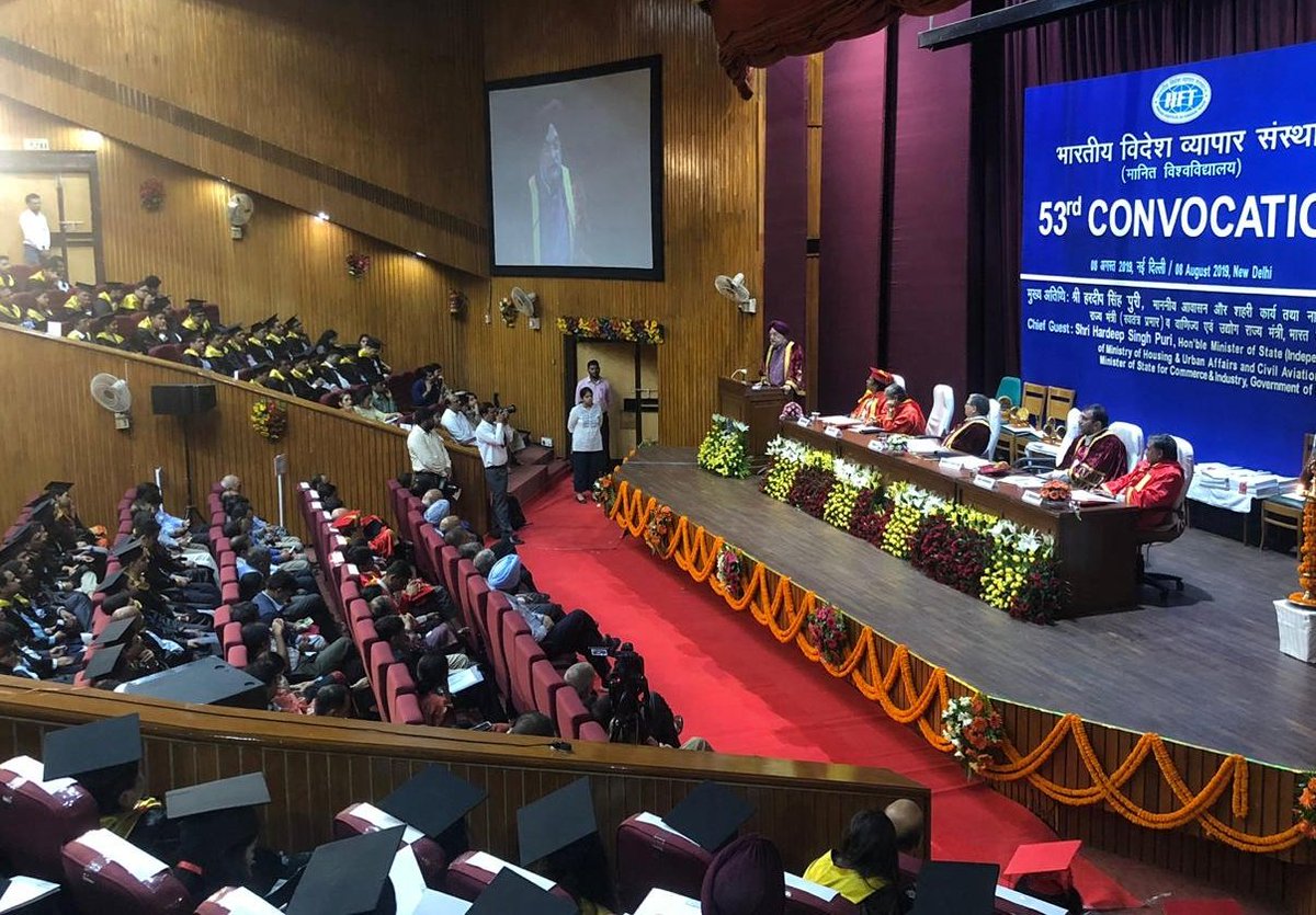 HardeepSPuri's tweet photo. I attended a course at the Indian Institute of Foreign Trade as a young IFS officer in 1975. 

Today, I was delighted to return to the premier Institute as the Chief Guest at its 53rd Convocation Day. 

Particularly happy to catch up with several old friends &amp; colleagues. https://t.co/kJyBRjTOj9