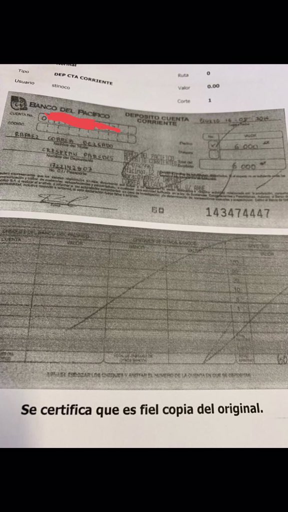 MashiRafael's tweet photo. País:
El 16/mayo/2014, para cubrir sobregiro, de NUESTRO fondo voluntario (ver recibo de MIS aportes) recibí préstamo de $6.000, terminado de pagar en agosto/2015. Tengo todos los cheques y recibos
Esta es la prueba madre de “15 millones en sobornos” y “Odebrecht puso presidente” https://t.co/VSfbwz88Gr