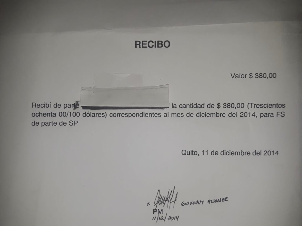 MashiRafael's tweet photo. País:
El 16/mayo/2014, para cubrir sobregiro, de NUESTRO fondo voluntario (ver recibo de MIS aportes) recibí préstamo de $6.000, terminado de pagar en agosto/2015. Tengo todos los cheques y recibos
Esta es la prueba madre de “15 millones en sobornos” y “Odebrecht puso presidente” https://t.co/VSfbwz88Gr