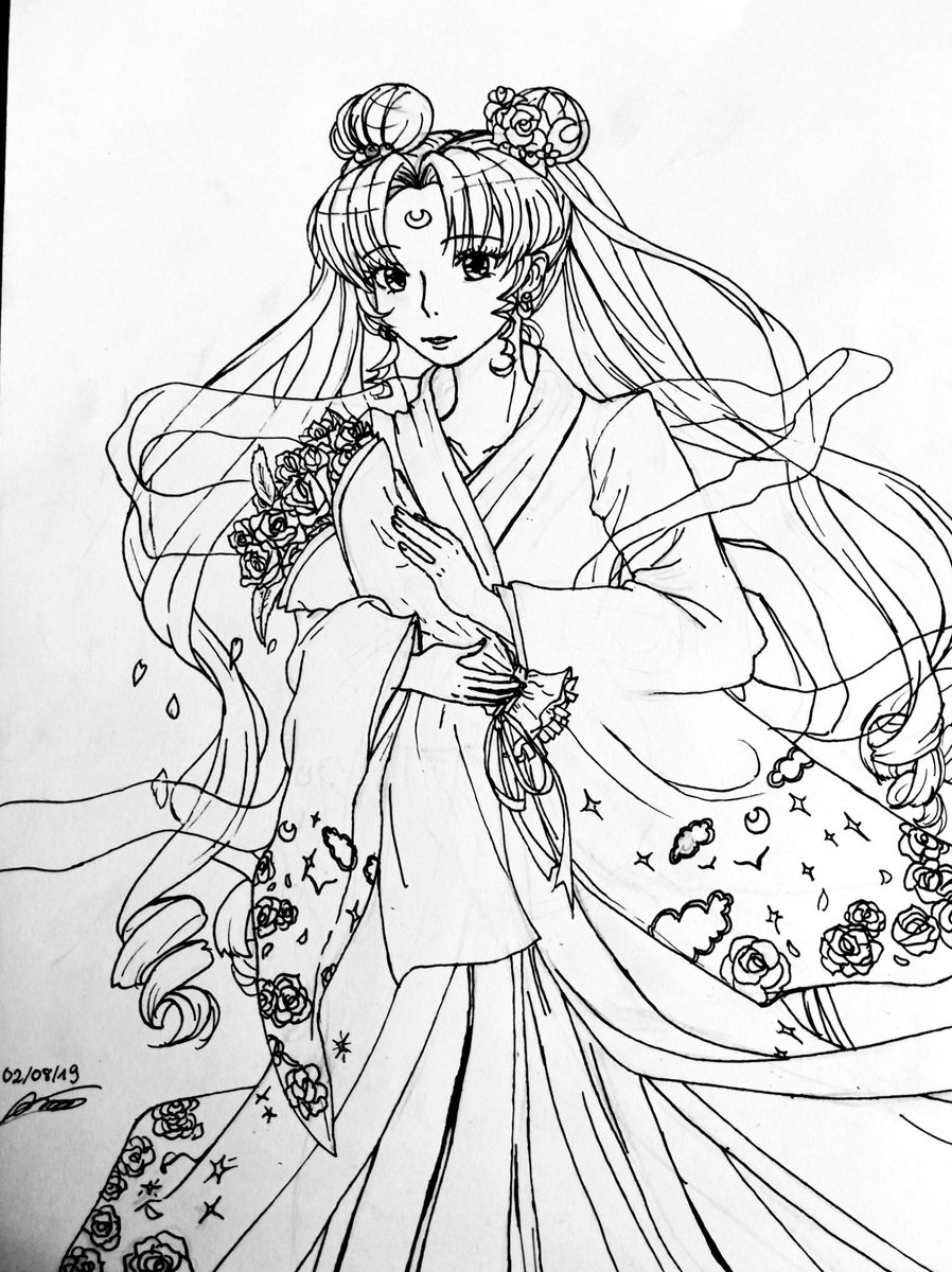 MissAmel55's tweet photo. Fan art sailor moon #manga #anime #shojo #shojostyle #sailormoon #usagitsukino #traditionaldraw #art #fandrawing #mangadrawing #kimono https://t.co/XvjHPT0weD